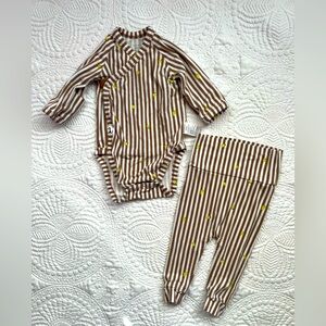 EUCCharming Brown and Yellow Striped Kids Bodysuit Set